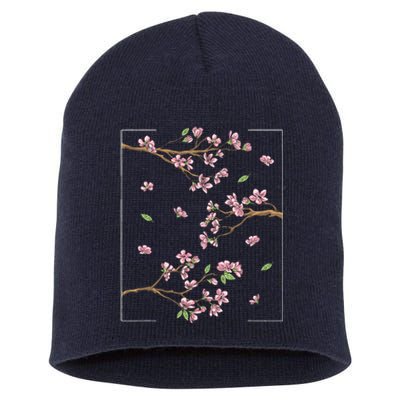 Aesthetic Japanese Style Cherry Blossom Tree Sakura Short Acrylic Beanie