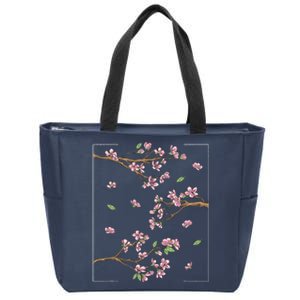 Aesthetic Japanese Style Cherry Blossom Tree Sakura Zip Tote Bag