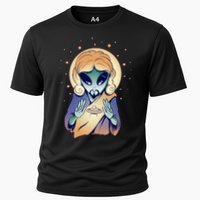 Alien Jesus Space Funny Cooling Performance Crew T-Shirt