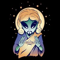 Alien Jesus Space Funny Cooling Performance Crew T-Shirt