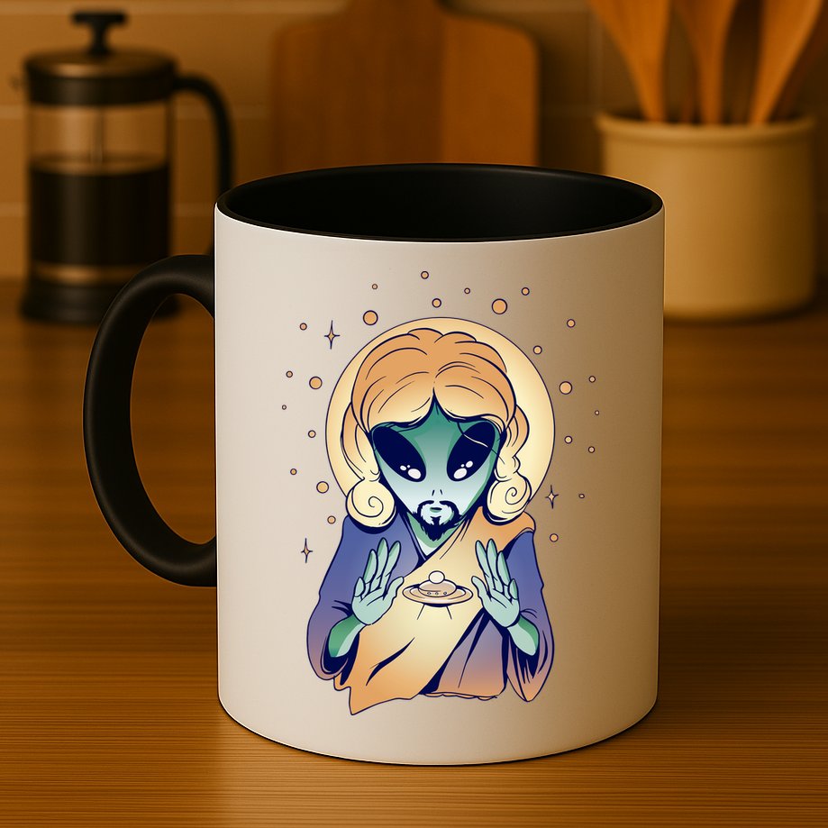 Alien Jesus Space Funny Mug