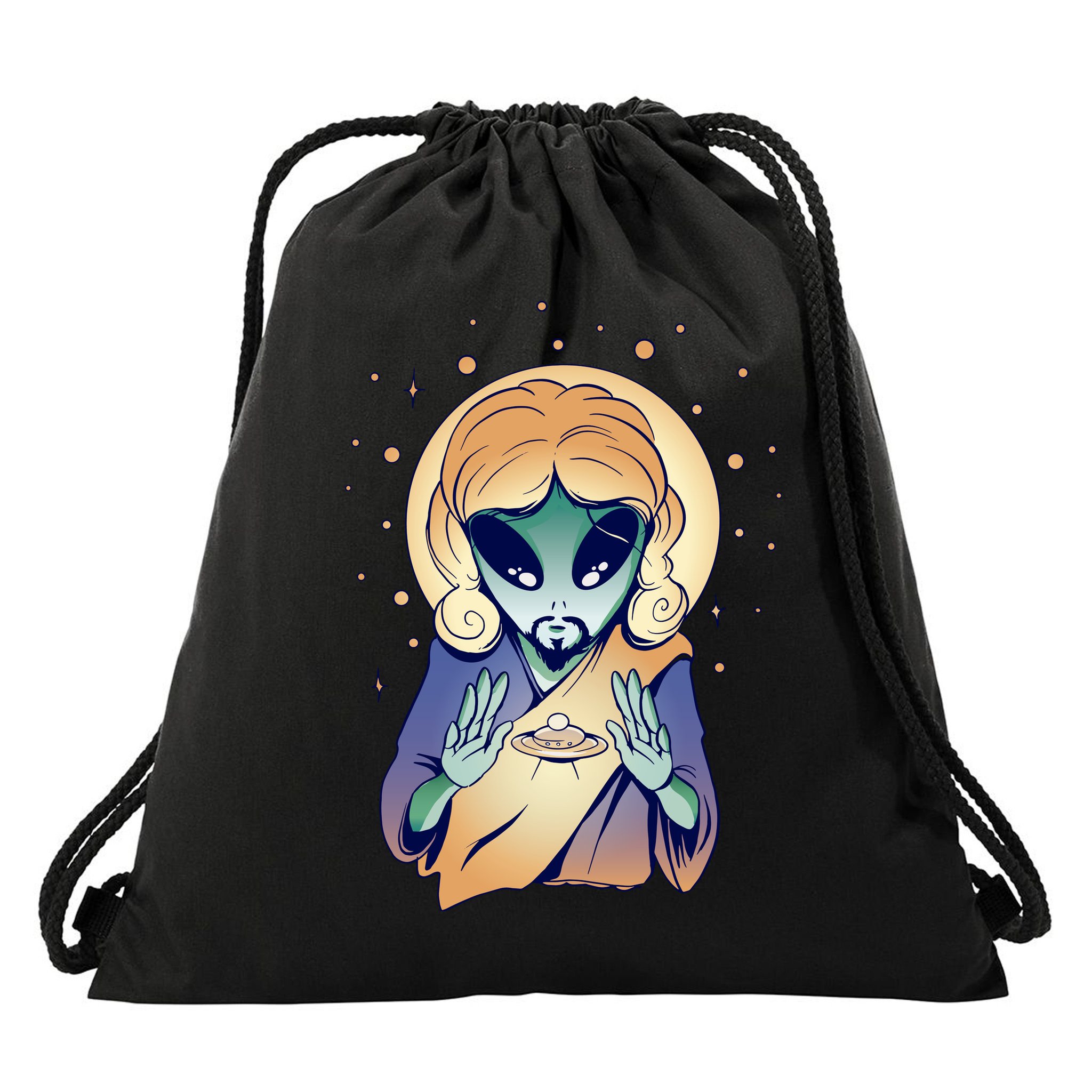Alien Jesus Space Funny Drawstring Bag