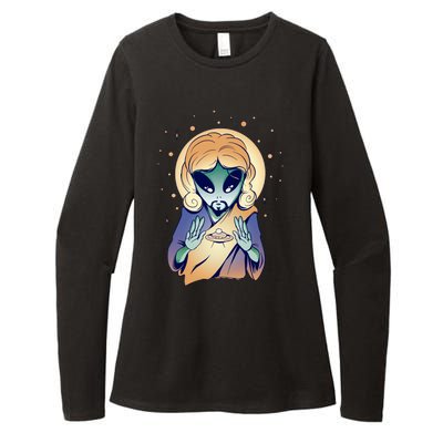 Alien Jesus Space Funny Womens CVC Long Sleeve Shirt