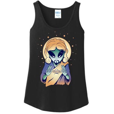 Alien Jesus Space Funny Ladies Essential Tank