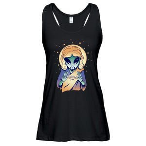 Alien Jesus Space Funny Ladies Essential Flowy Tank