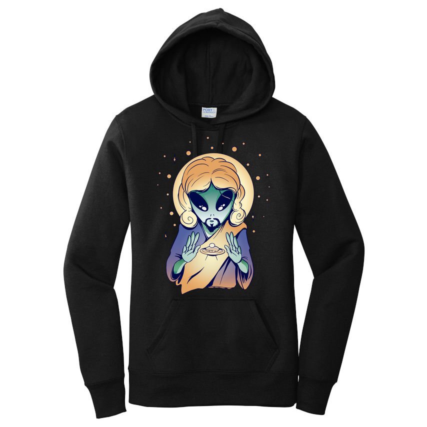 Alien Jesus Space Funny Women's Pullover Hoodie