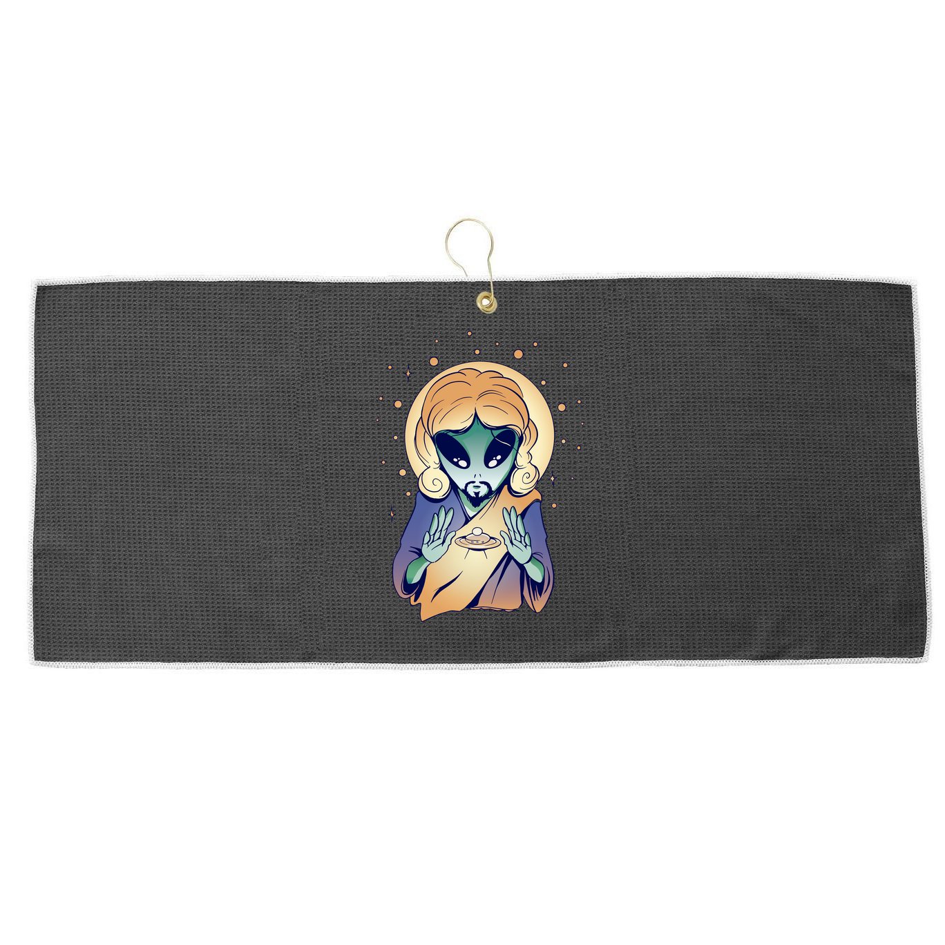 Alien Jesus Space Funny Large Microfiber Waffle Golf Towel