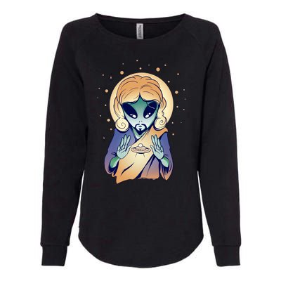 Alien Jesus Space Funny Womens California Wash Sweatshirt