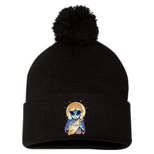 Alien Jesus Space Funny Pom Pom 12in Knit Beanie