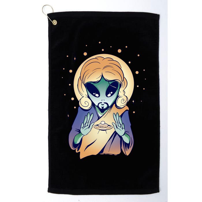 Alien Jesus Space Funny Golf Towel
