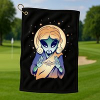Alien Jesus Space Funny Golf Towel