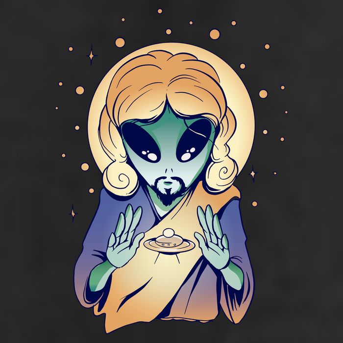 Alien Jesus Space Funny Golf Towel