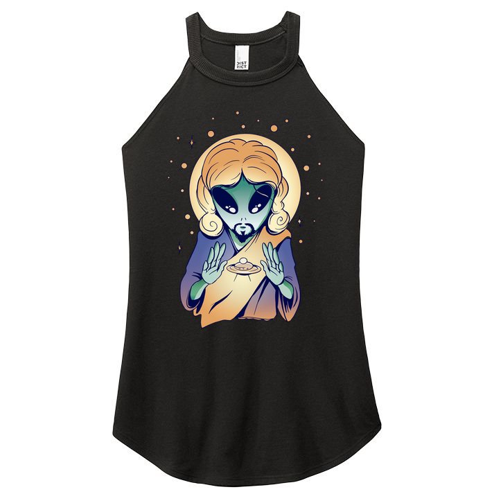 Alien Jesus Space Funny Women's Perfect Tri Rocker Tank