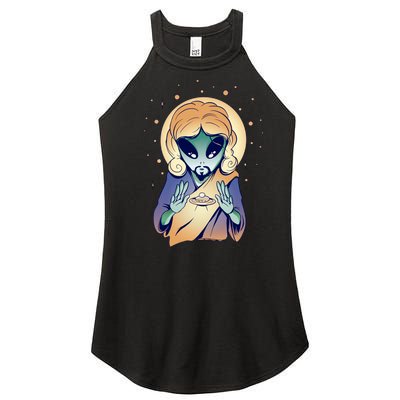 Alien Jesus Space Funny Women's Perfect Tri Rocker Tank