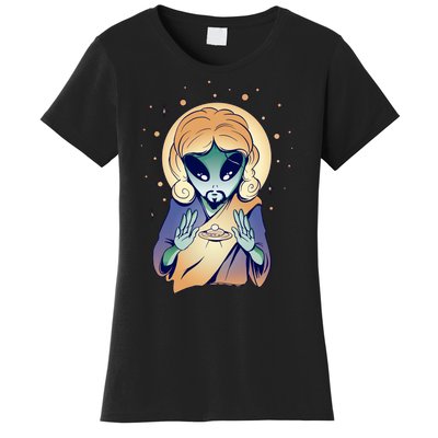 Alien Jesus Space Funny Women's T-Shirt