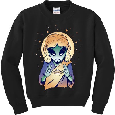 Alien Jesus Space Funny Kids Sweatshirt