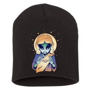 Alien Jesus Space Funny Short Acrylic Beanie