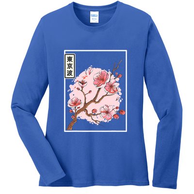 Aesthetic Japanese Style Cherry Blossom Tree Sakura Japan Ladies Long Sleeve Shirt