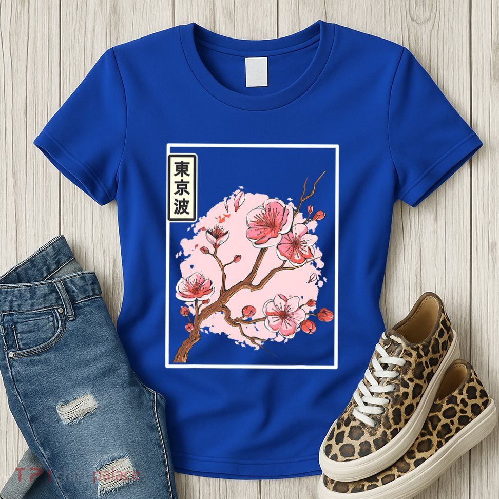 Aesthetic Japanese Style Cherry Blossom Tree Sakura Japan Womens T-Shirt