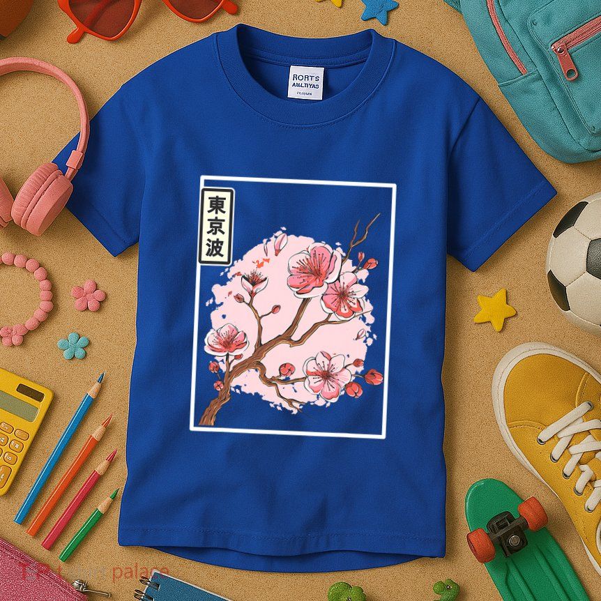 Aesthetic Japanese Style Cherry Blossom Tree Sakura Japan Kids T-Shirt