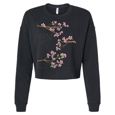 Aesthetic Japanese Style Cherry Blossom Tree Sakura Japan Cropped Pullover Crew