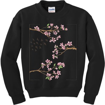 Aesthetic Japanese Style Cherry Blossom Tree Sakura Japan Kids Sweatshirt