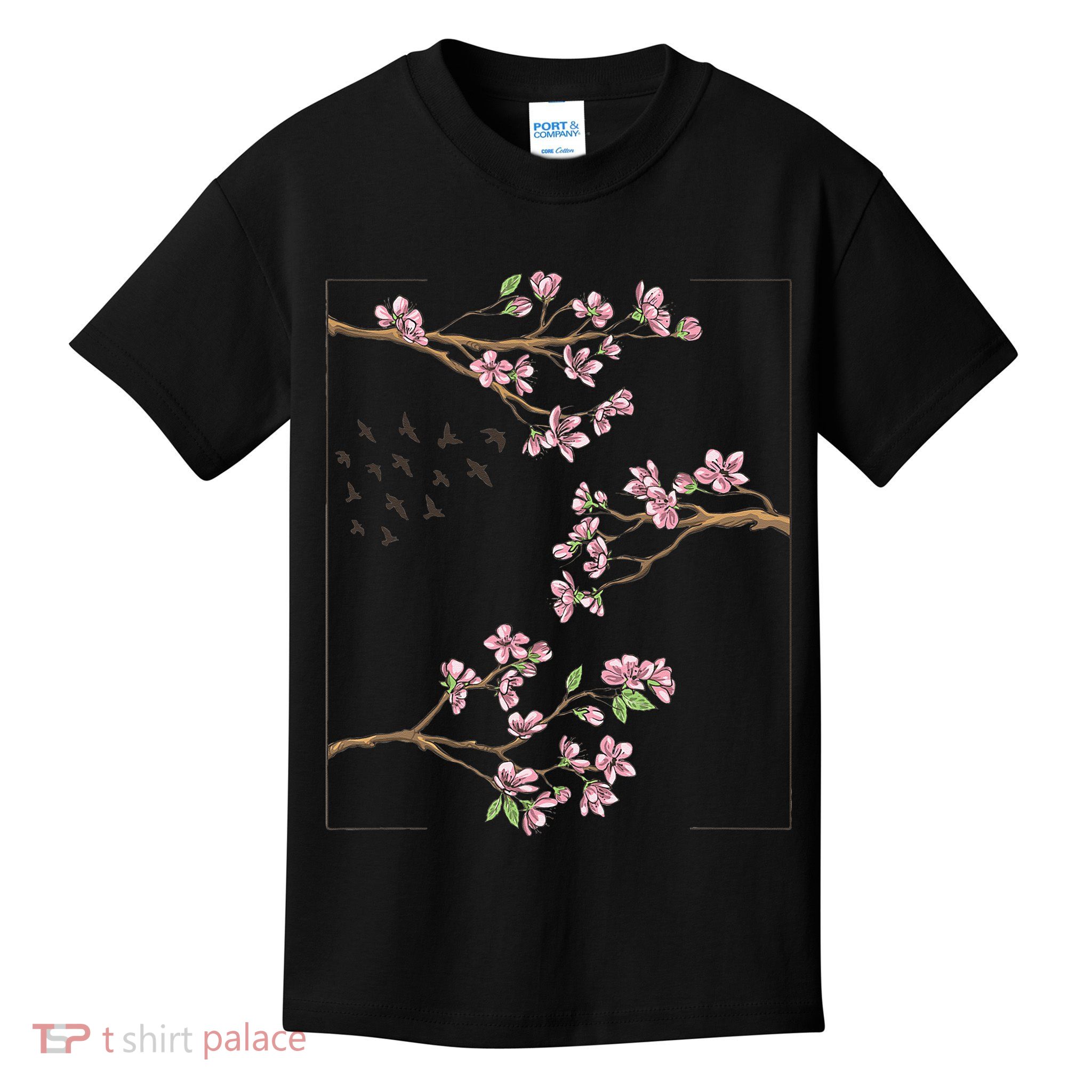 Aesthetic Japanese Style Cherry Blossom Tree Sakura Japan Kids T-Shirt