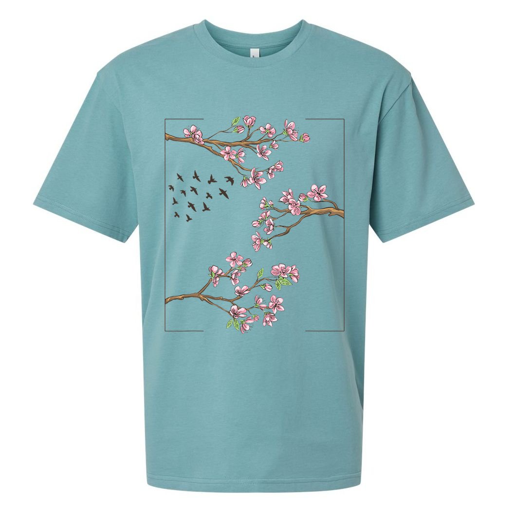 Aesthetic Japanese Style Cherry Blossom Tree Sakura Japan Sueded Cloud Jersey T-Shirt