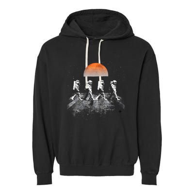 Astronauts Journey To Mars Astronauts In Walking In Space Garment-Dyed Fleece Hoodie