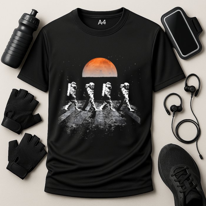 Astronauts Journey To Mars Astronauts In Walking In Space Performance Shirt