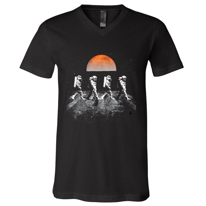 Astronauts Journey To Mars Astronauts In Walking In Space V-Neck T-Shirt