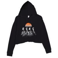 Astronauts Journey To Mars Astronauts In Walking In Space Crop Fleece Hoodie