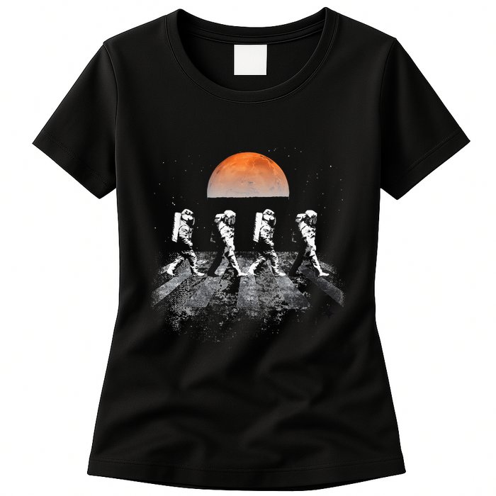 Astronauts Journey To Mars Astronauts In Walking In Space Womens T-Shirt