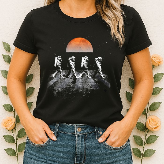 Astronauts Journey To Mars Astronauts In Walking In Space Womens T-Shirt