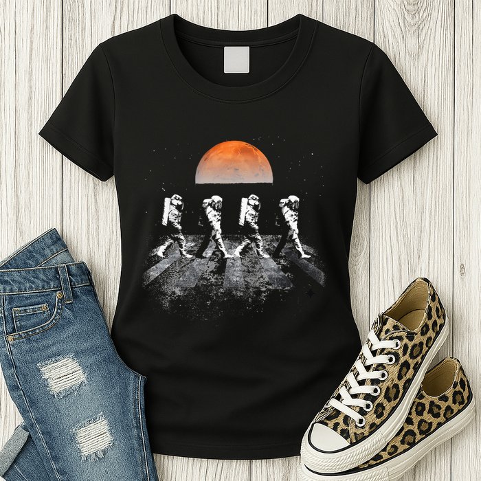 Astronauts Journey To Mars Astronauts In Walking In Space Womens T-Shirt