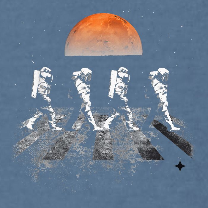 Astronauts Journey To Mars Astronauts In Walking In Space Garment-Dyed Sweatshirt