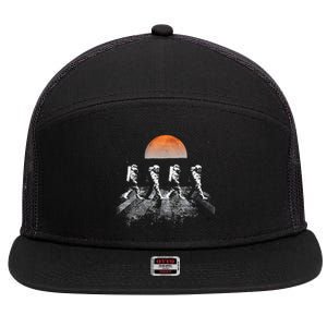 Astronauts Journey To Mars Astronauts In Walking In Space 7 Panel Mesh Trucker Snapback Hat