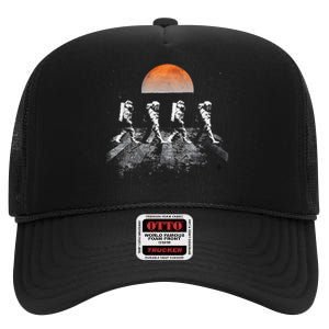 Astronauts Journey To Mars Astronauts In Walking In Space High Crown Mesh Back Trucker Hat