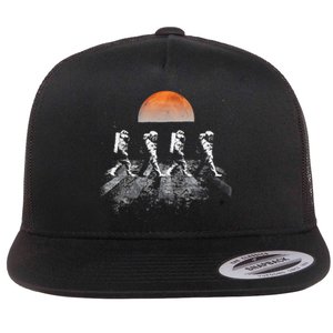 Astronauts Journey To Mars Astronauts In Walking In Space Flat Bill Trucker Hat