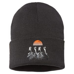 Astronauts Journey To Mars Astronauts In Walking In Space Sustainable Knit Beanie