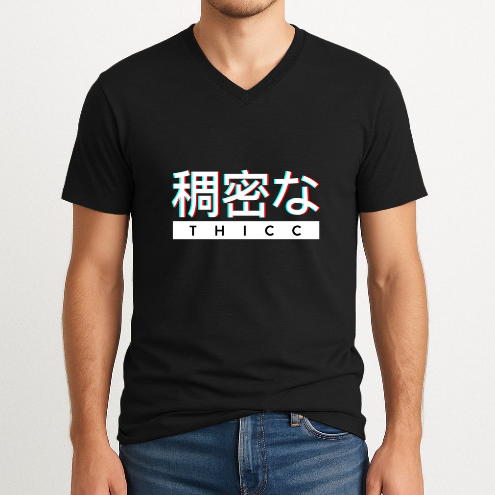Aesthetic Japanese Thicc Logo V-Neck T-Shirt