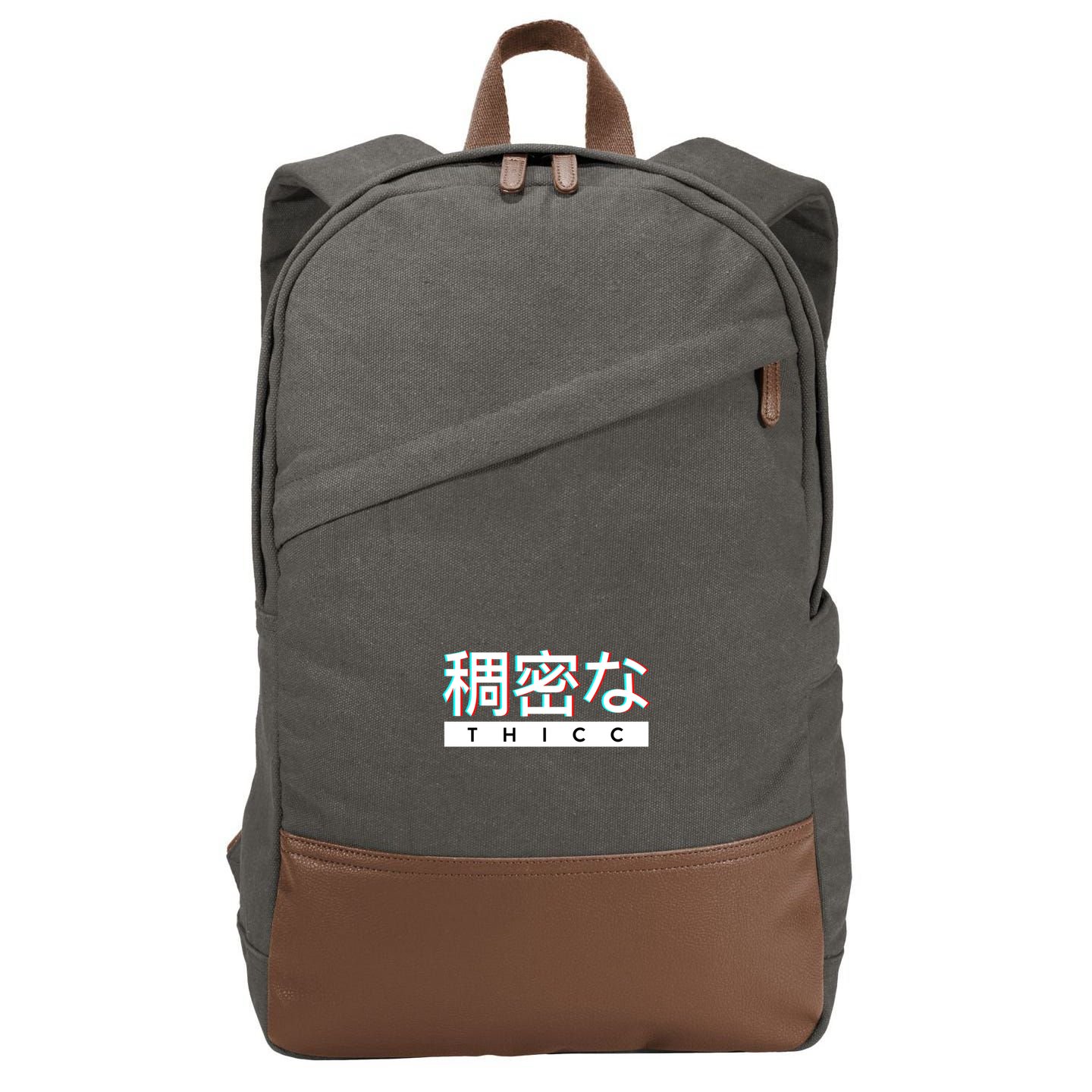 Aesthetic Japanese Thicc Logo Cotton Canvas Backpack