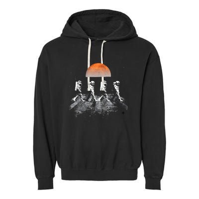 Astronauts Journey To Mars Astronauts In Walking In Space Garment-Dyed Fleece Hoodie