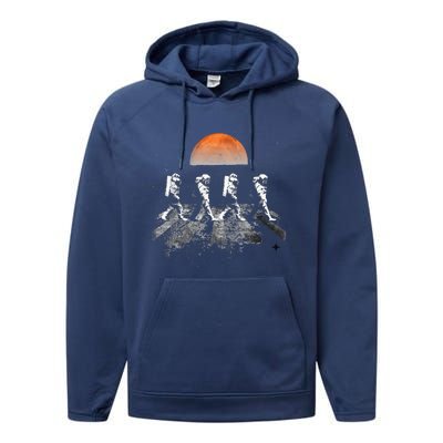 Astronauts Journey To Mars Astronauts In Walking In Space Performance Fleece Hoodie