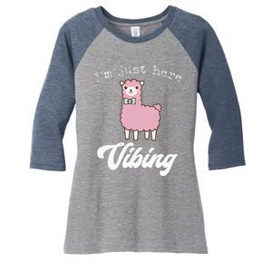 Alpaca Just Vibing Meme Cute Llama Lovers Fun Gift Women's Tri-Blend 3/4-Sleeve Raglan Shirt