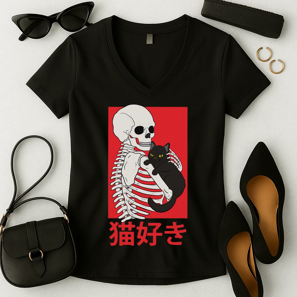 Aesthetic Japan Vaporwave Otaku Streetwear Techwear Anime  Women's V-Neck T-Shirt