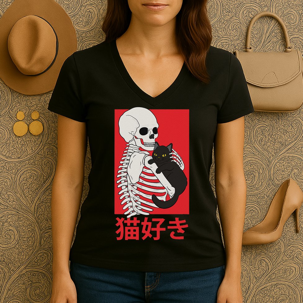 Aesthetic Japan Vaporwave Otaku Streetwear Techwear Anime  Women's V-Neck T-Shirt