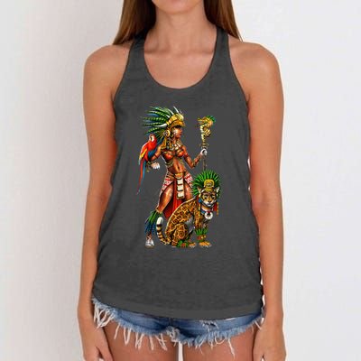 Aztec Jaguar Warrior Ancient Mayan Goddess Women's Knotted Racerback Tank