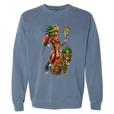 Aztec Jaguar Warrior Ancient Mayan Goddess Garment-Dyed Sweatshirt