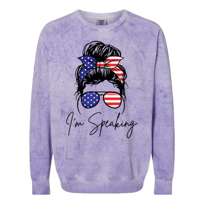 American – Kamala 2024 I Am Speaking Gift Colorblast Crewneck Sweatshirt